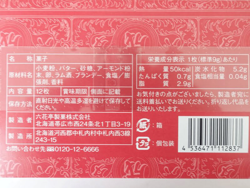 マルセイビスケットの原材料とカロリー