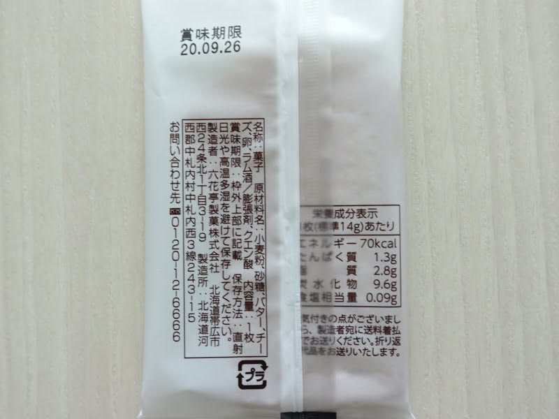 六花亭リッチランドのカロリー・栄養成分表示・原材料