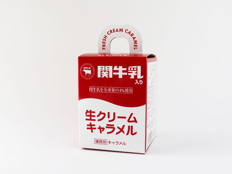 関牛乳入り生クリームキャラメルの外箱の写真