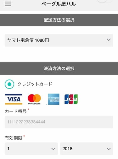 ハル　クレジットカード払い