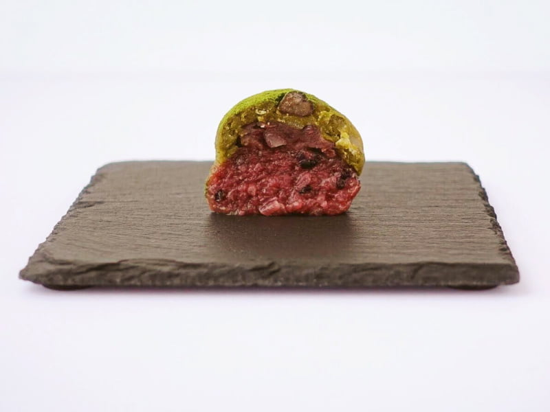 森のおはぎ 一番抹茶黒米もち 中身断面