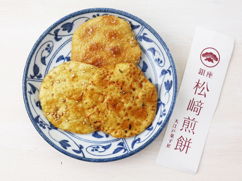 銀座松崎煎餅江戸草加あばれ3種類を開封した写真