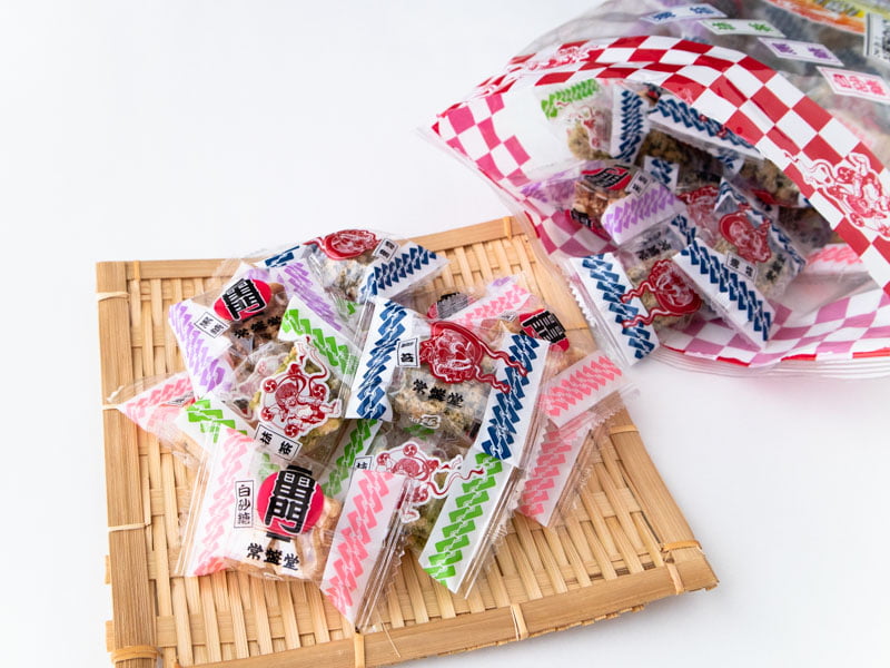 常盤堂雷おこし上磯部4種ミックス開封トレー