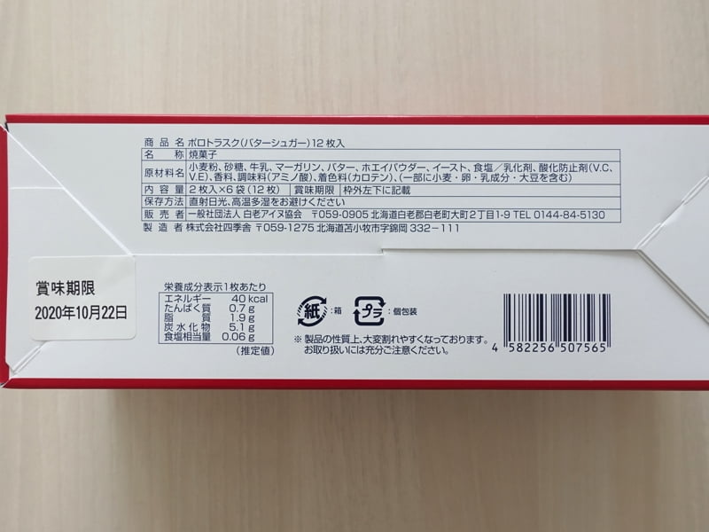 ポロトラスクの原材料・カロリー・栄養成分表示