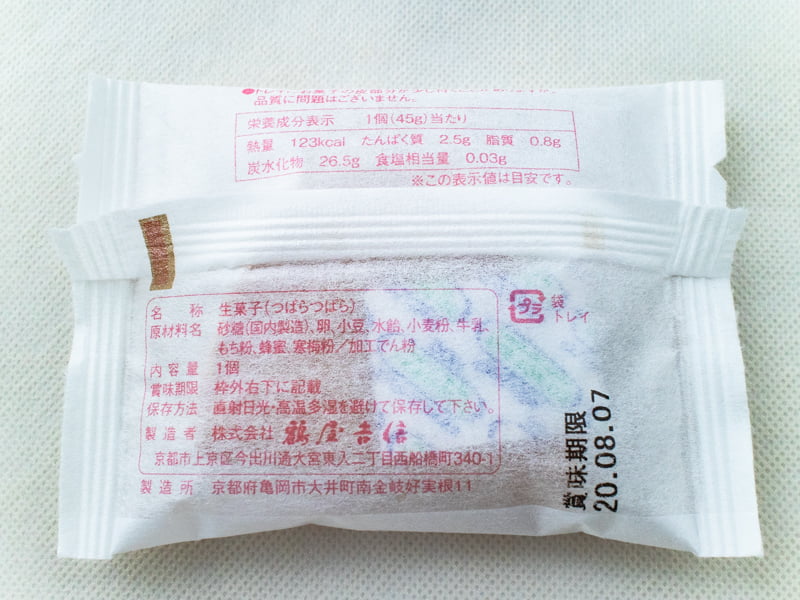 鶴屋吉信つばらつばらの原材料名・カロリー
