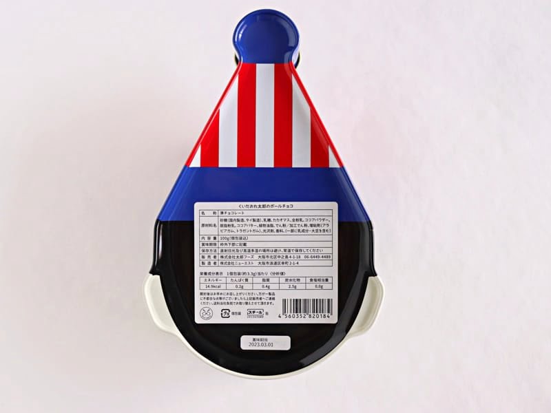 くいだおれ太郎のボールチョコ　裏面