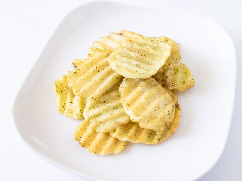 じゃがボルダ貝だしとあおさ味お皿に出したところ