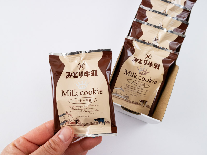 みどり牛乳ミルククッキー(コーヒー牛乳)の個包装