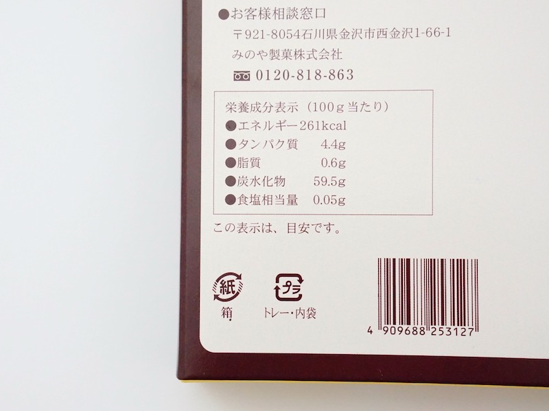 金沢百万石あんころ カロリー