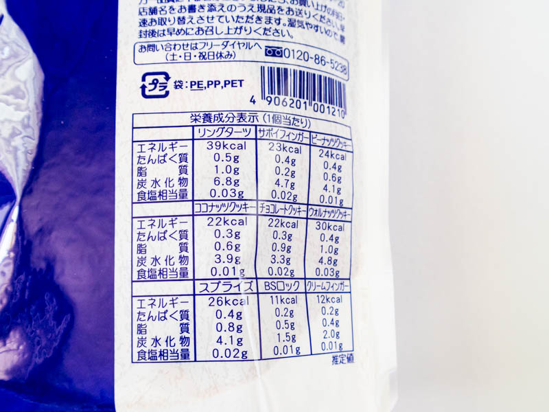 泉屋アソートパックス 栄養成分表示とカロリー