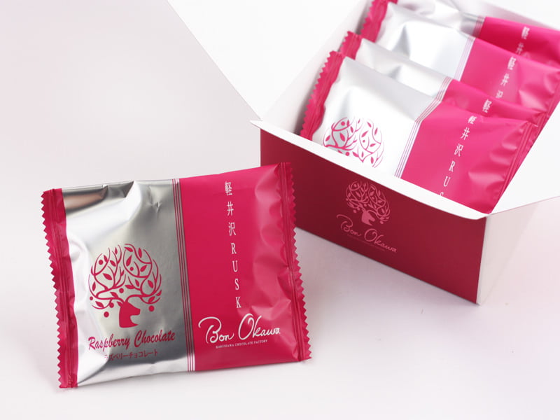 軽井沢チョコレートファクトリー　軽井沢ラスク　ラズベリーチョコレート　開封した写真
