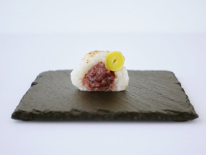 森のおはぎ 銀杏雑穀もち 断面