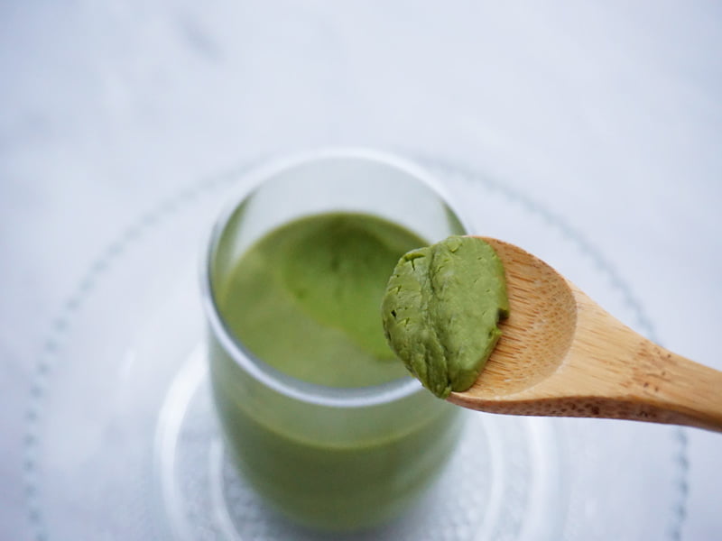 胡蝶庵 濃厚抹茶ぷりん 中身の写真 アップ