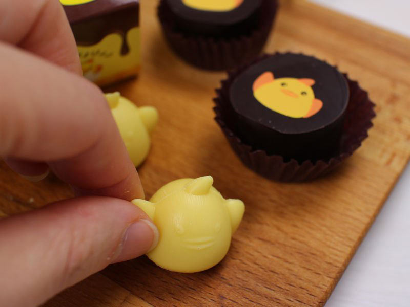 ぴよりんショコラをつかむ写真