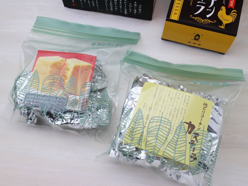 お土産菓子を冷凍保存するときの写真