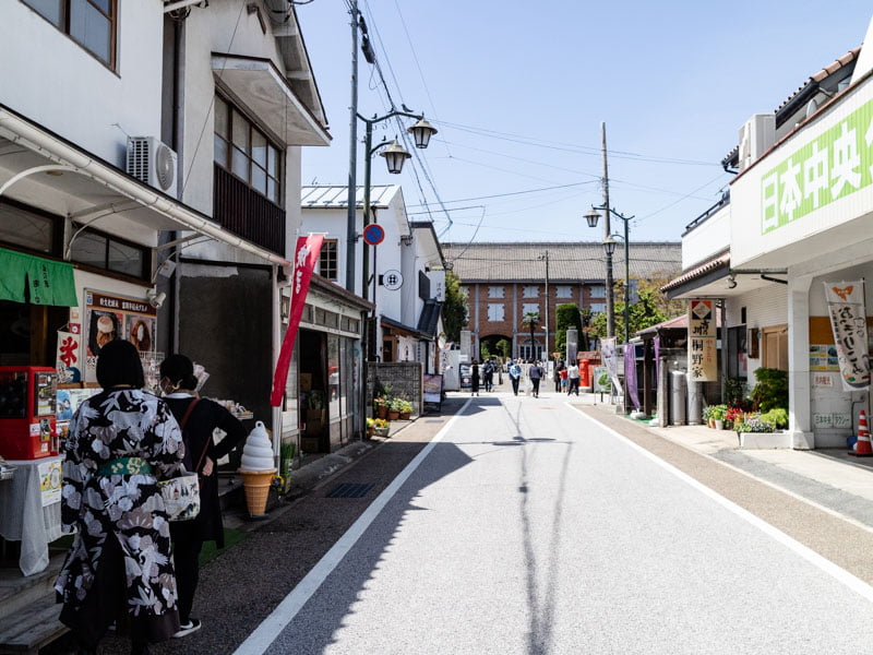 富岡製糸場前のお土産通り