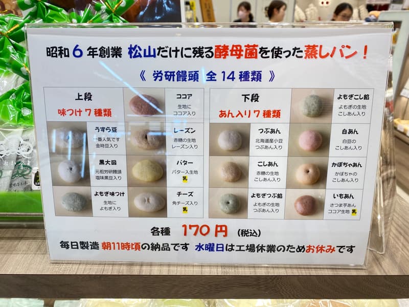 松山駅のお土産売り場 労研饅頭